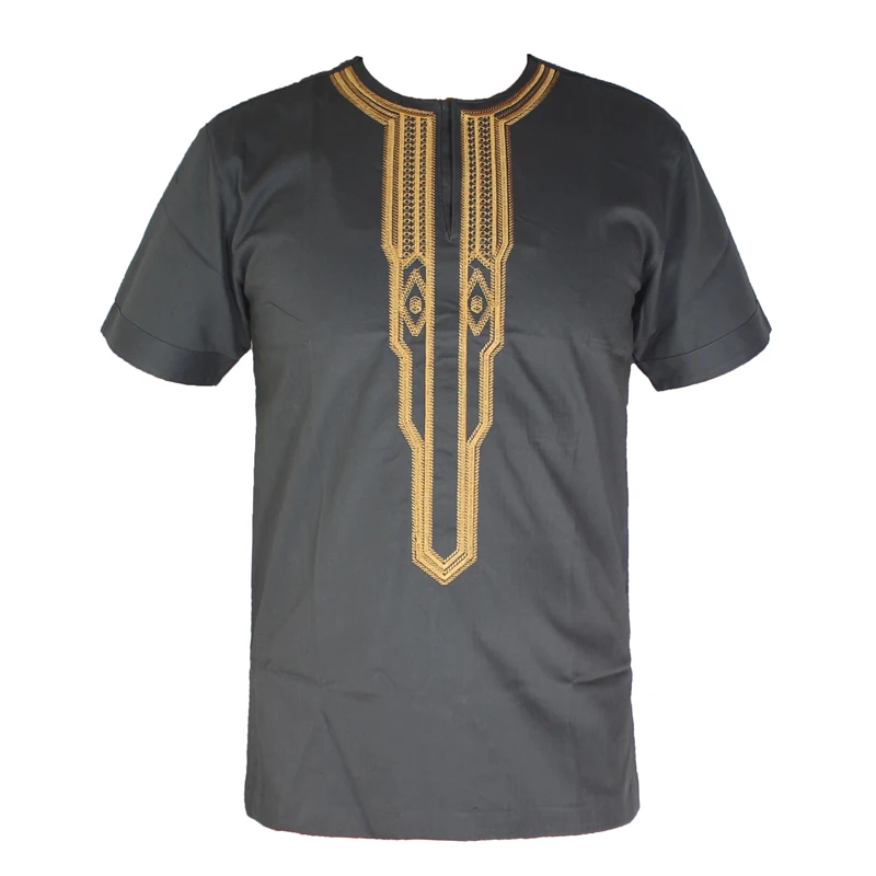 

African Clothes Men`s Dashiki Tunic Tops Africa Ethnic Riche Embroidery Wedding Wear Attire