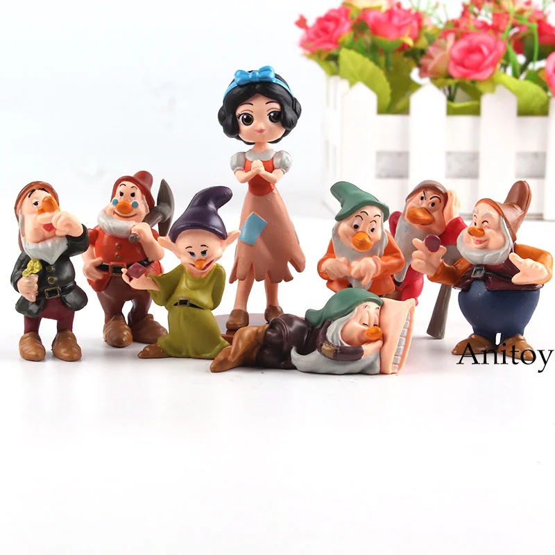 

Cartoon Princess Snow White and the Seven Dwarfs PVC Figures Toys Mini collection Model Doll for Kids 8pcs/set