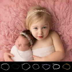 Новорожденный ребенок мохер жемчуг повязка Головные уборы аксессуары для волос Подставки для фотографий