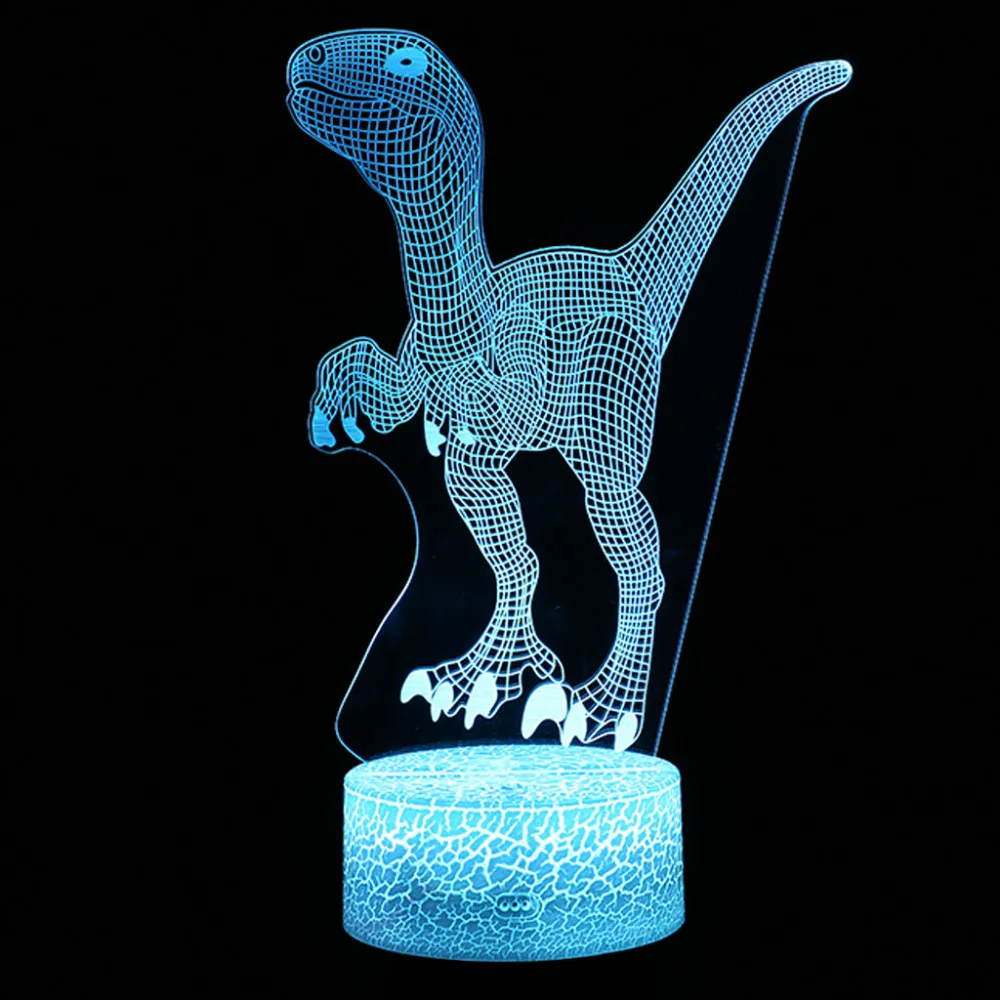 Бренд высокое качество динозавр светодиодный 3D подсвечивающая лампа оптический настольный ночник с 7 цветов Изменение Прямая