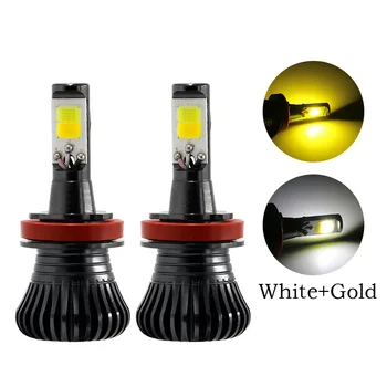 

2pcs H4 h7 Bulb led Fog Light Dual Color automobiles H1 H3 9005 9006 H8 6000k White Blue Dual led headlight kit IP68 30W