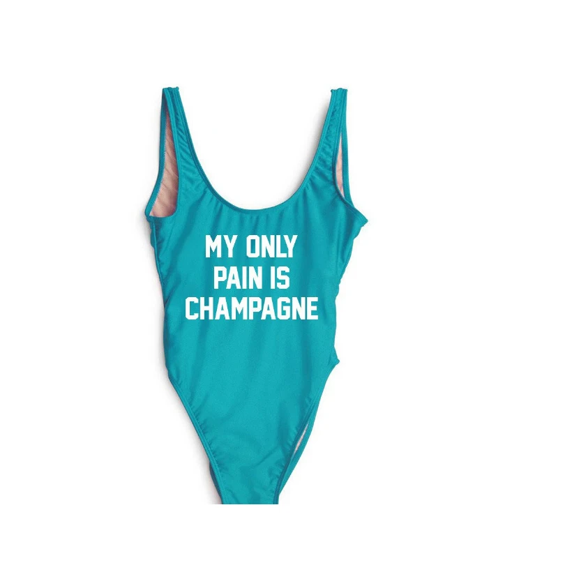 My only pain is letter print swimsuit