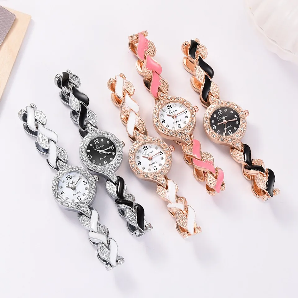 Lvpai-Relojes de pulsera de cristal para mujer, pulsera de lujo, de cuarzo, informal, a la moda, nueva marca - Imagen 3