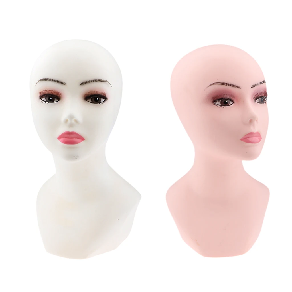 

2pcs Cosmetology Female Mannequin Head with Bust Shoulder for Wig Hat Necklace Jewelry Display