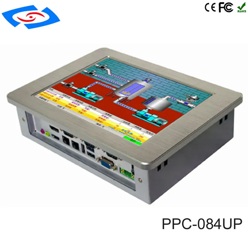 Бюджетный 8,4 "Сенсорный экран промышленный планшетный ПК IP65 бескулерная конструкция с 2xlan Поддержка XP/Win7/Win10/Linux Операционная система