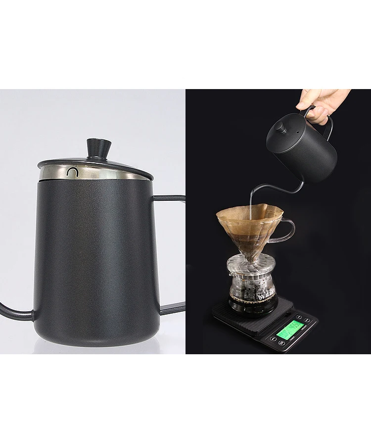 600 мл чайник для кофе из нержавеющей стали металлический чайник для заваривания с ручкой V60 чайник для чая и кофе с крышкой