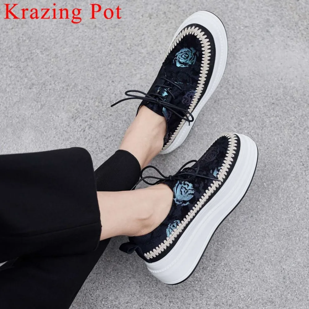 Vulkanisierte Up Himmel Schuhe Runde Concise L22 Schafe Neue Leder Design gold 2019 Spitze Boden Stil Wasserdicht blau Blumen Freizeit lavendel fWzOYz6Bax