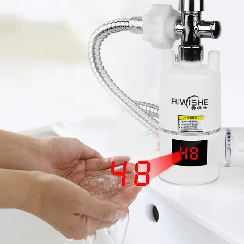Chauffe eau sans cheville chauffé instantané électrique robinet d'eau chaude douche et bain Machine chauffage rapide chauffe eau électrique T