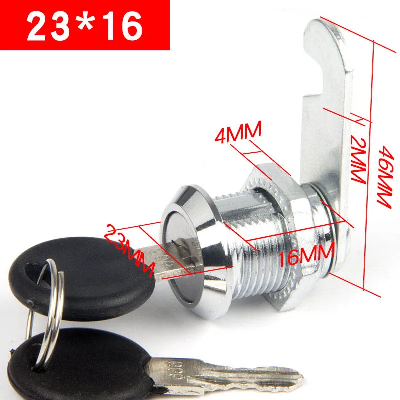 

23*16 Drawer lock Cam Cylinder Locks Door Cabinet Mailbox Drawer Cupboard Locker Furniture Locks With Plastic Keys Hardware