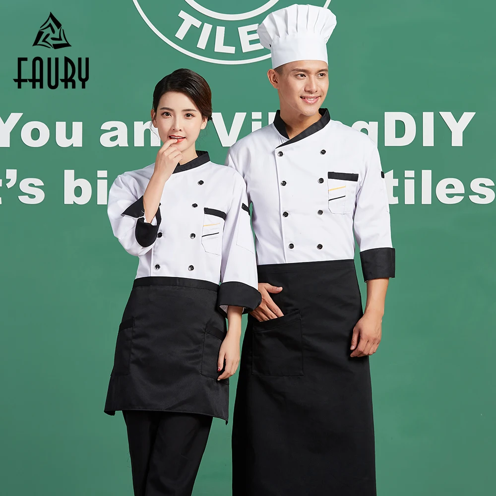 

Men Women Catering Working Uniforms Long Sleeve Restaurant Hotel Waiter Chef Cuisine Kitchen Cooking Jackets Overalls Clothing
