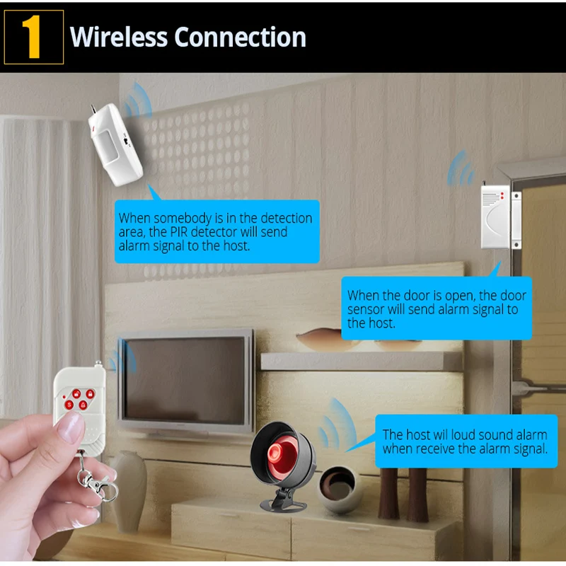 KERUI barato sistema de alarma antirrobo inalámbrico altavoz de sirena Local seguridad alarma hogar Detector de movimiento ventana Sensor de puerta DIY Kit