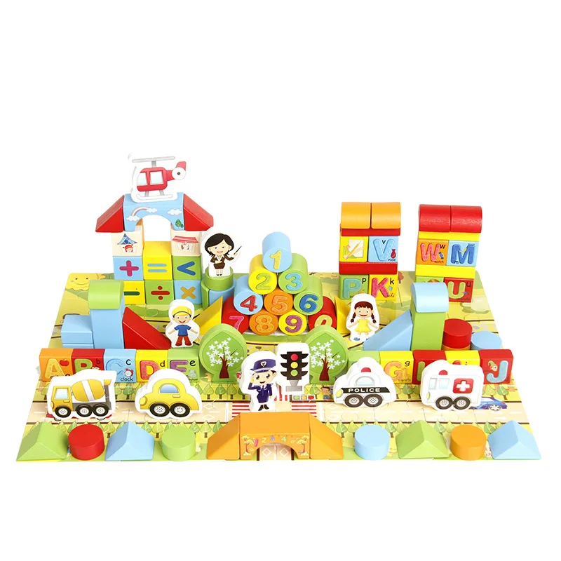 Wooden Children's Transport Learning Pile Takes 160 Grain Bottles of Environmental Protection Building Blocks | Игрушки и хобби