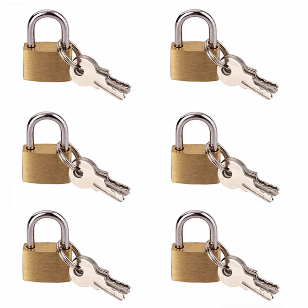 6 PCS 20 MM Small Metal Padlock Mini Brass Tiny Lock Travel Luggage Suitcase Bag Padlocks With ...