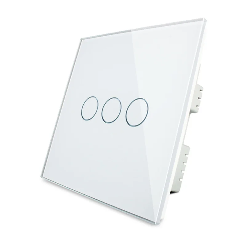 Home Automation Livolo UK Standard Wall Switch, Crystal Glass Panel Touch Switch, 3 Gang 1 Way
