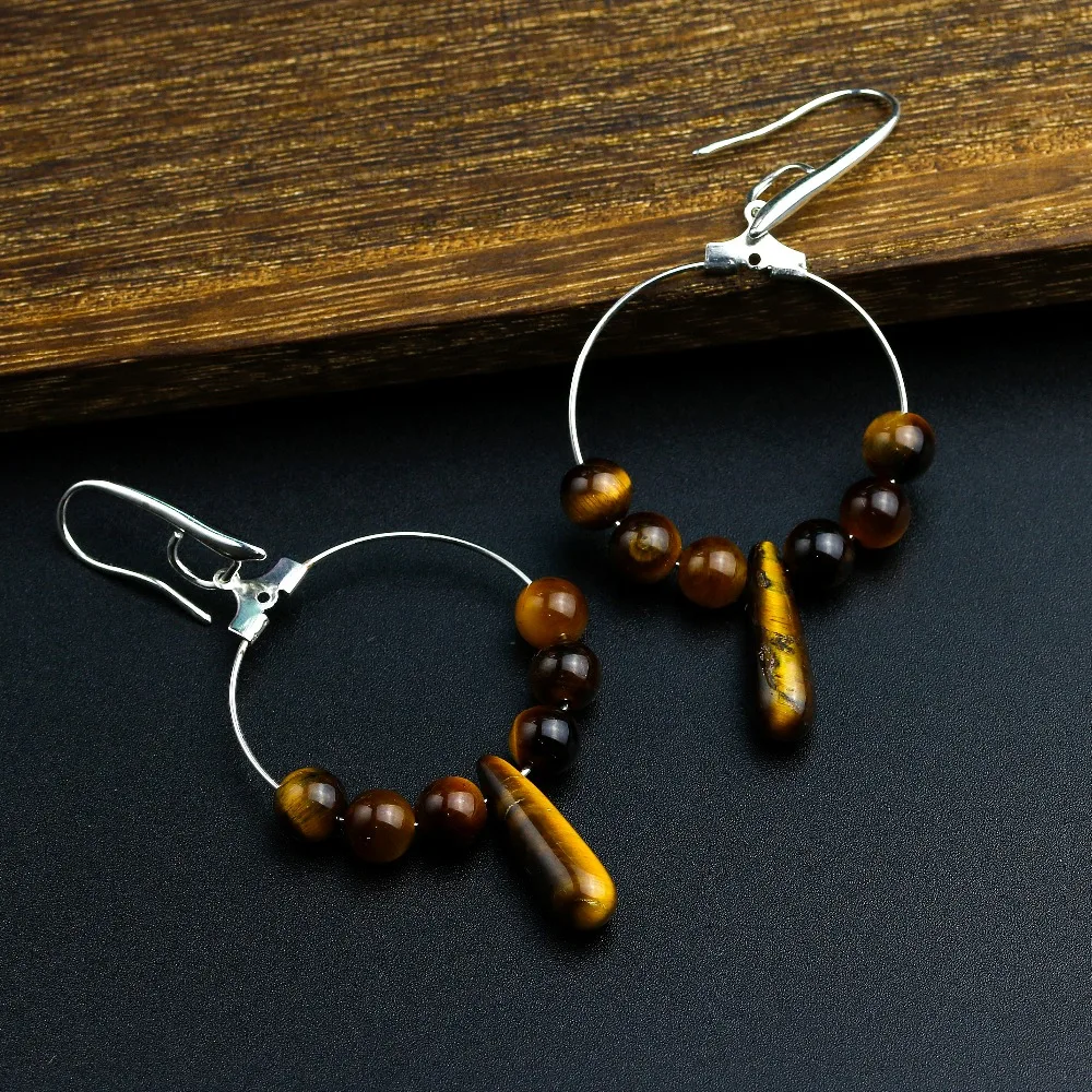 Серьги из натурального камня розовые кварцевые дизайнерские серьги с бусинами