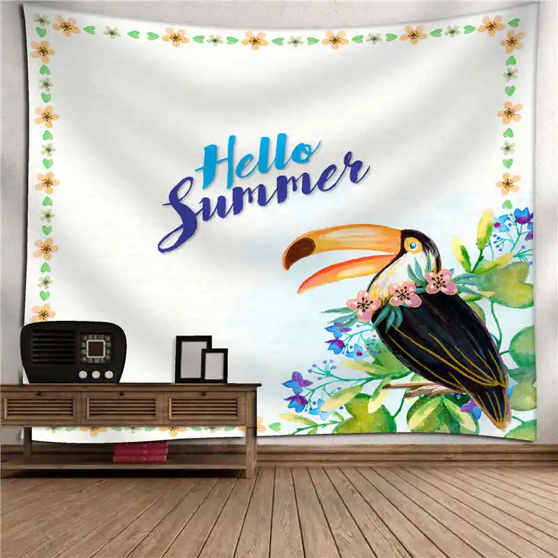 Tropical plants flower palm tapestry animal  (9)
