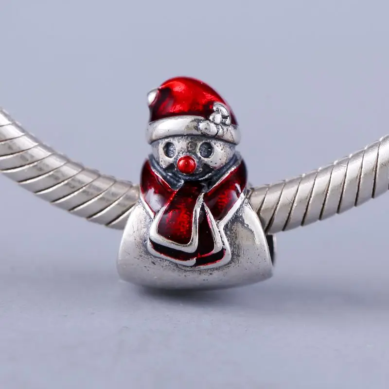

Fashion 925 Sterling Silver Beads Fit Original Pandora Bracelet Necklace Festival Christmas Snowman Charms for diy jewelry
