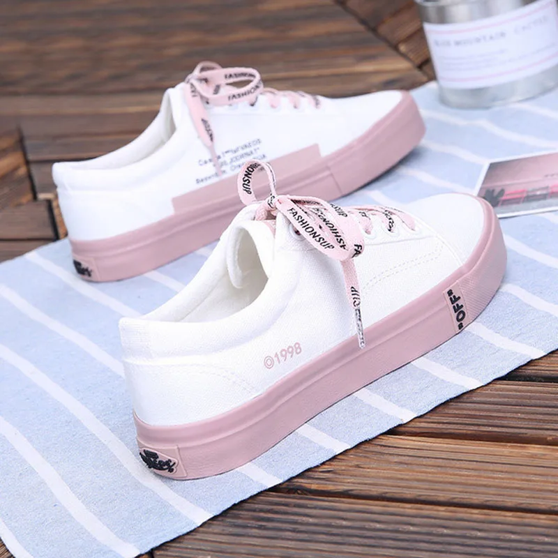 Женские кроссовки; парусиновая обувь на платформе; кроссовки; женская повседневная обувь; женская белая Весенняя модная обувь; Chaussure Femme - Цвет: pink