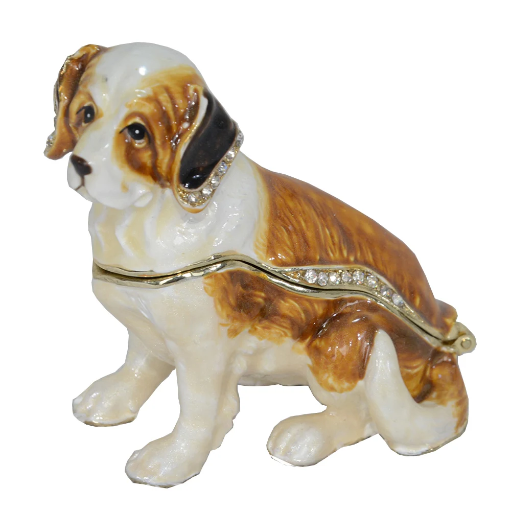 

Saint Bernard dog jewelry box animal tabletop alloy decorative craft pewter ornament dog lover gift Home Accessories X'mas Gifts