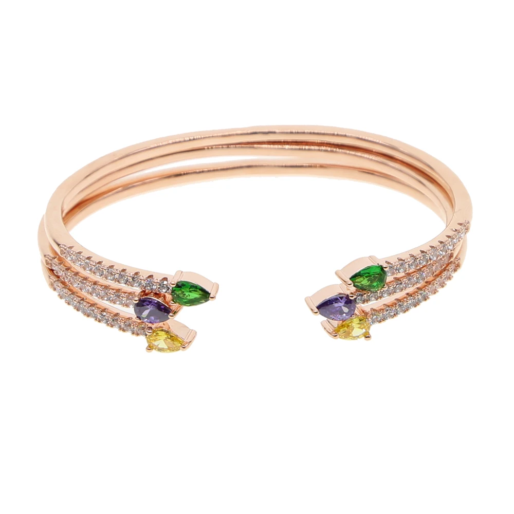 

adjuable size new arrival Hot Sell Top Quality AAA CZ Crystal Bracelet Bangle For Women Crystal Rose Gold Color Wedding Jewelry