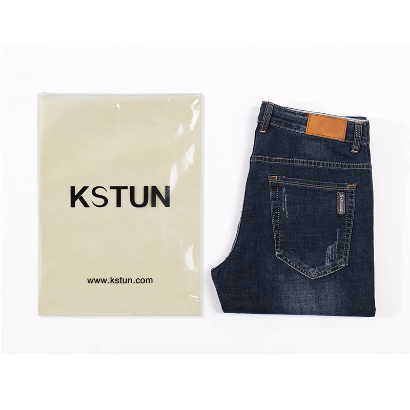 KSTUN Men's Jeans 2019 Summer Denim Pants Slim Straight Dark Blue Regular Fit Leisure Long Trousers Famous Brand Jean Men Hombre