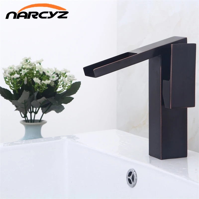 Black ORB waterfall faucet bathroom single handle blackend basin mixer