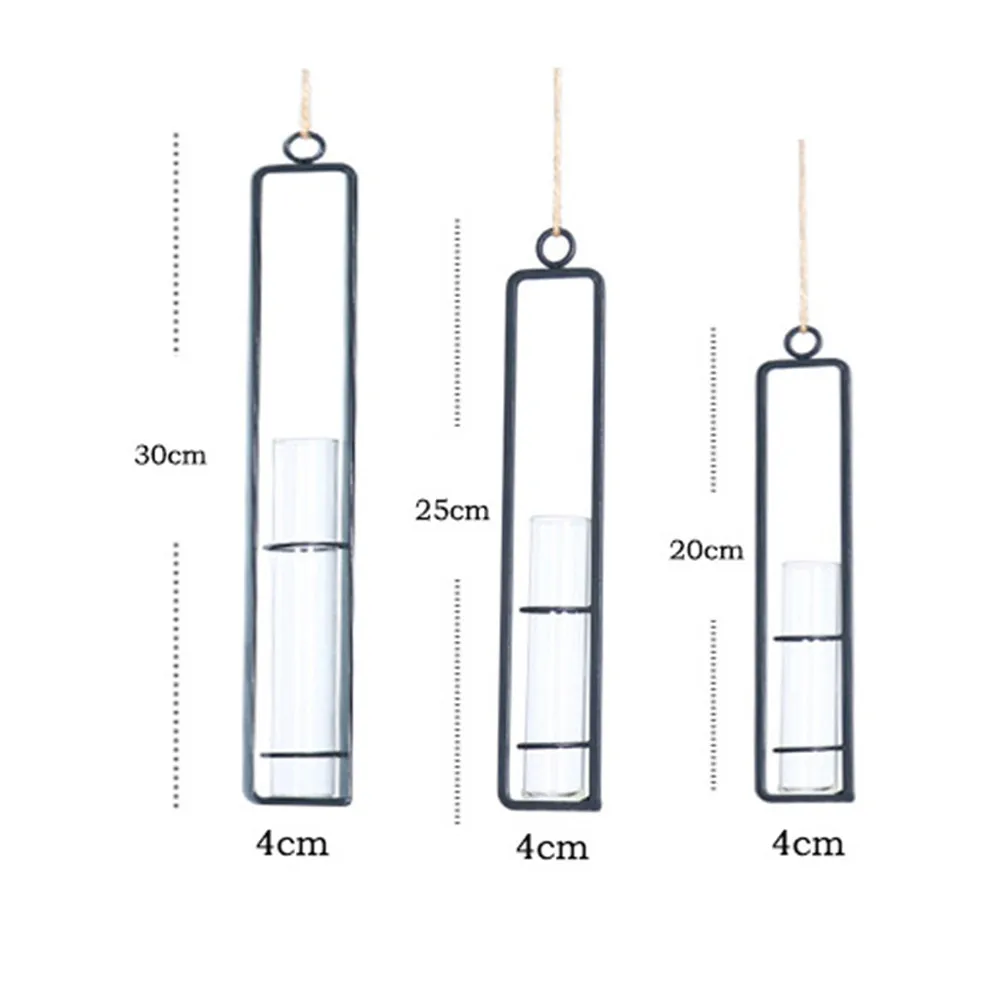 Креативная настенная подвесная ваза для цветов, железное стекло, гидропоника, горшок для растений, прозрачная подвесная бутылка для цветов, домашний декоративный орнамент