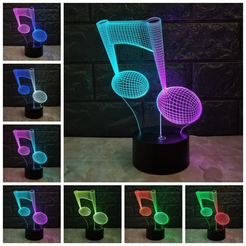 

Music Note 3D LAMP USB Night Light Mixcolor RGB Fade LED Lighting Touch Base Acrylic Plate Table Desk Home Decorative lamps LAVA