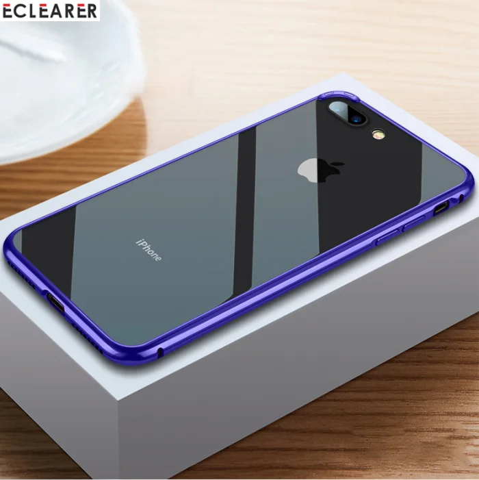 Для iPhone 7 8/Plus бампер рамка роскошный покрытый Алюминиевый металлический телефон бампер чехол для iPhone 8 7 6 6s/Plus противоударный жесткий чехол - Цвет: Фиолетовый
