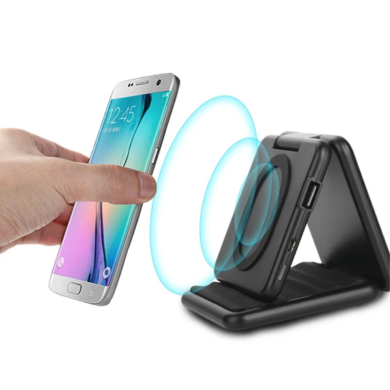 A600 Qi Wireless Charger Foldable Mobile Phone Stand Vertical Wireless Mobile Power Bank Wireless Charging Treasure