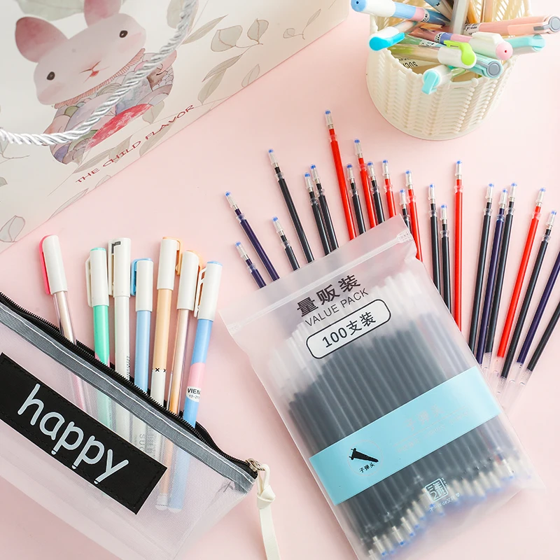 

Student Writing Supplies School Stationery Pen Set 30/50 Pens+100 Refill +pencil Case + Pen Holder