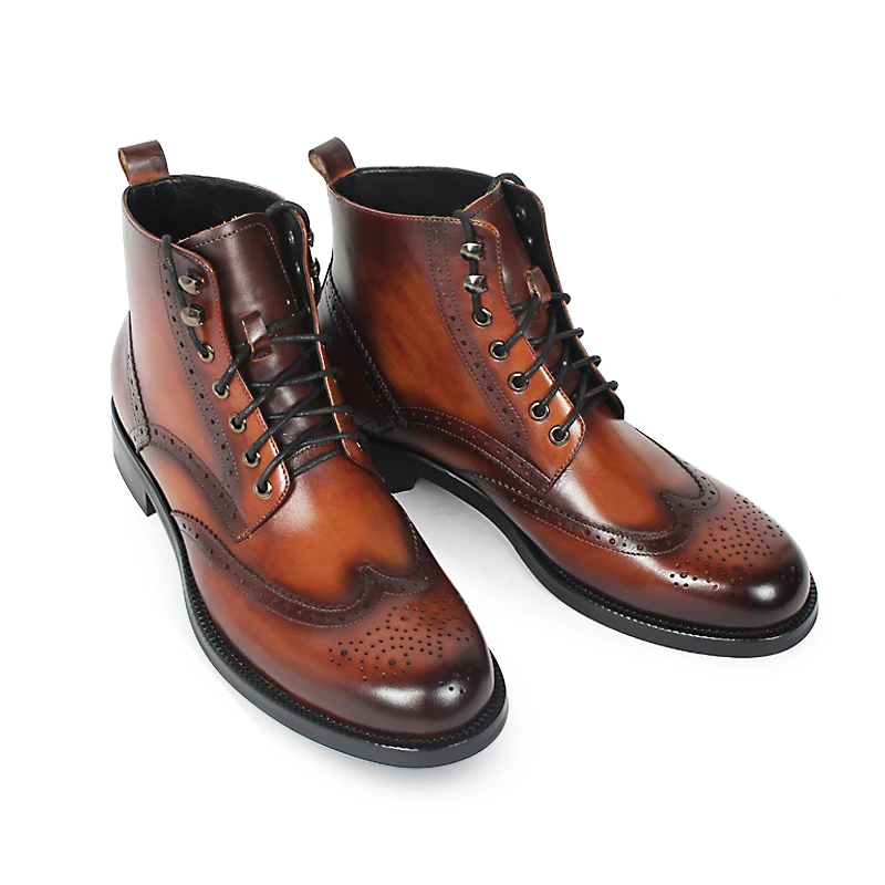 VIKEDUO/Новинка года; зимние мужские ботинки в байкерском стиле; Мужские классические ботинки с перфорацией типа «броги» из натуральной коровьей кожи на шнуровке; Bota Hombre