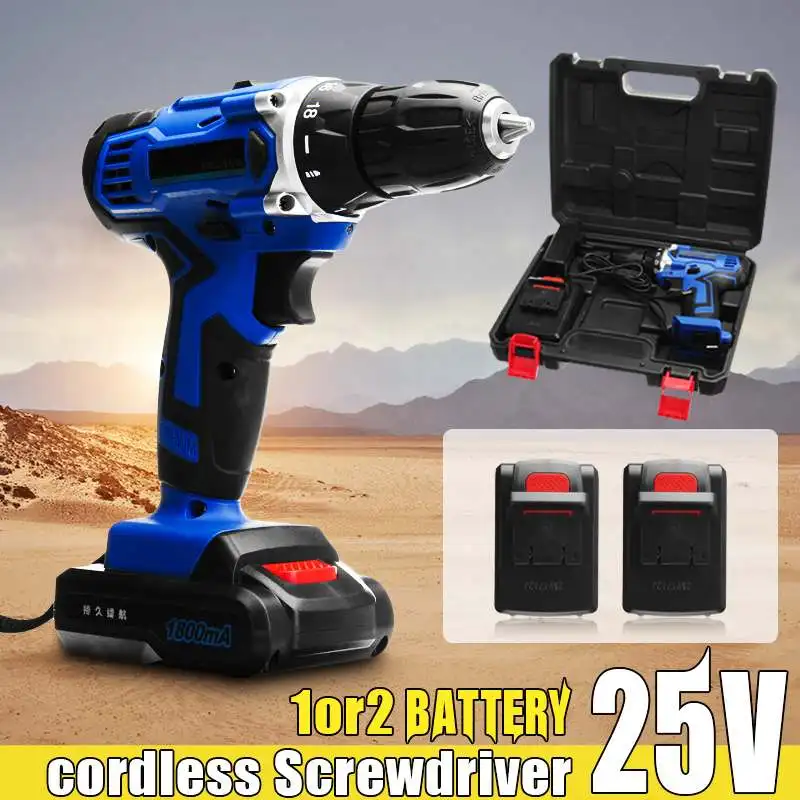 

25V Lithium-Ion Battery Power Drill Driver Rechargeable Cordless Drill Electric Hammer Screwdriver Power Tools