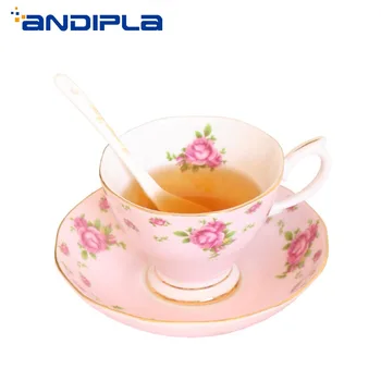 

180ml Ceramic Coffee Cups and Saucers Bone China Coffee Set British Black Tea Porcelain Afternoon Tea Cup Drinkware with Spoon