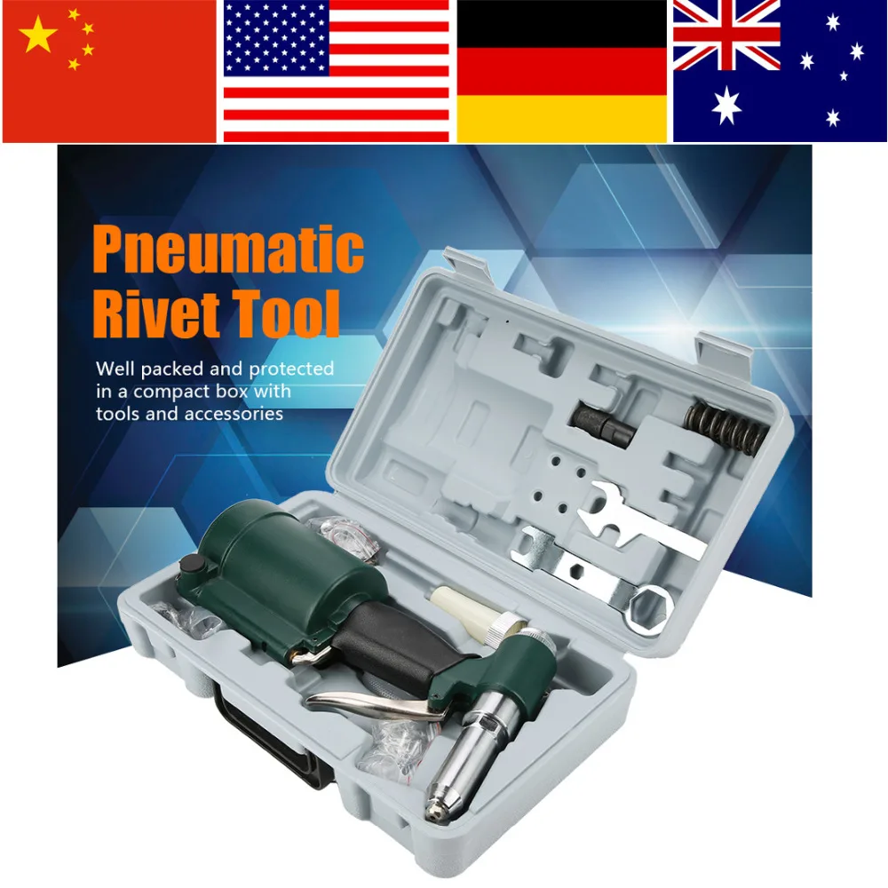 

Industrial Air Hydraulic Pop Rivet Gun Pneumatic Riveter Kit Set 2.4-4.8mm Hand Blind Riveter Riveting Tool