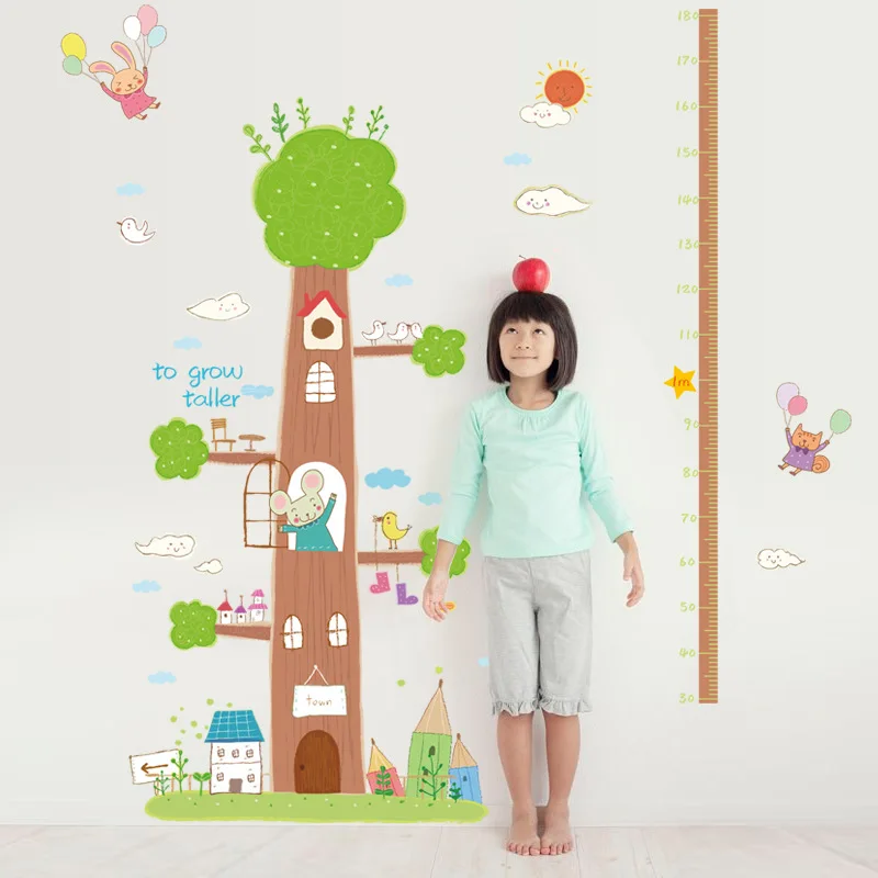 

Measuring Height Tree Zoo Wall Sticker for Kids Cartoon Nursery Daycare Baby Room Vinyl Home Decor Art Decals Drop Shipping