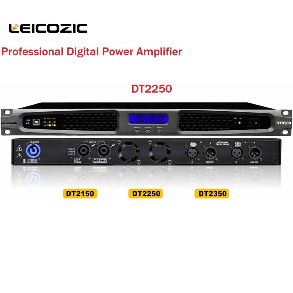 Leicozic усилитель 250 Вт x2 DT2250 аудио 1u с usb входом амплитуды для сцены|amplifier 250w|amplifier with