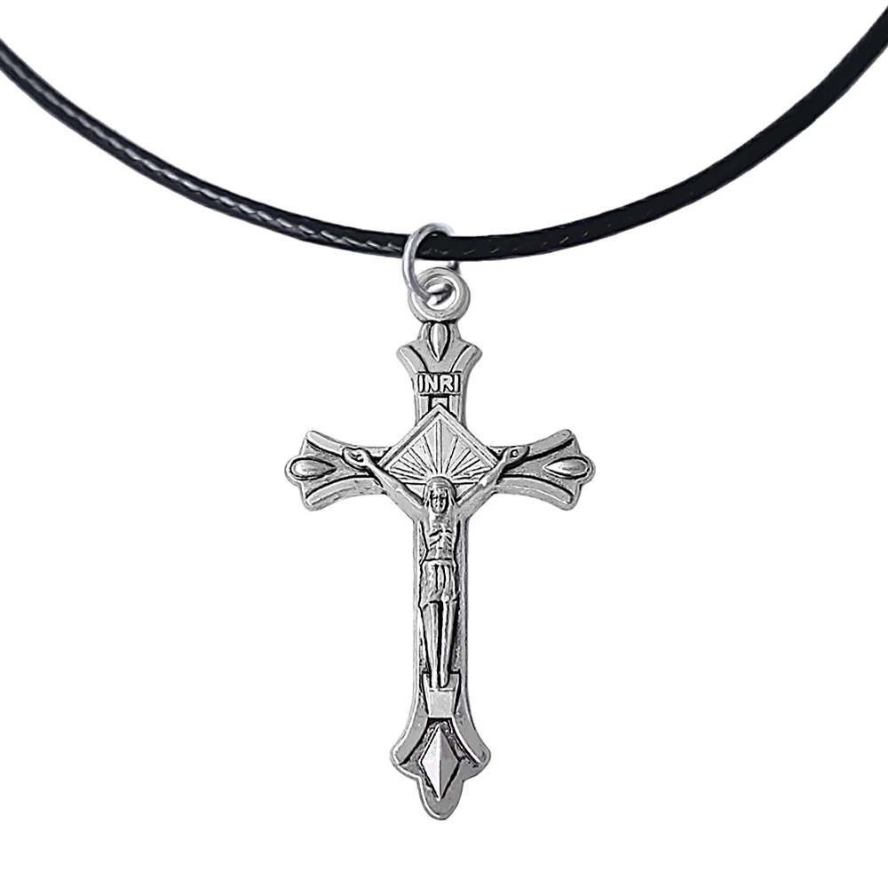 Fashion ancient silver vintage religious metal Jesus cross pendant ...