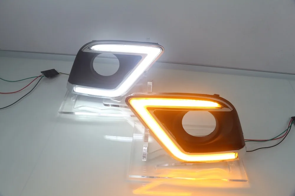 

eOsuns Car Accessories High Power LED Daytime Running Light LED DRL For Toyota Hilux Vigo 2015 2016,With the yellow turn signal