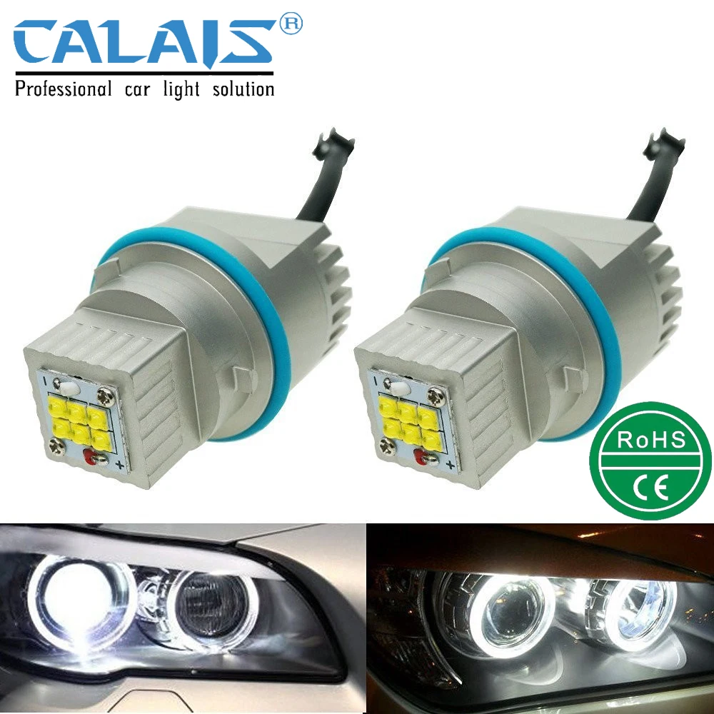 

LED Angel Eyes E39 E53 E60 E61 E63 E64 E65 E66 X3 Car Automotive CANBUS Halo Ring 60W 6000K 12V 24V 2pcs Calais Bulbs for BMW