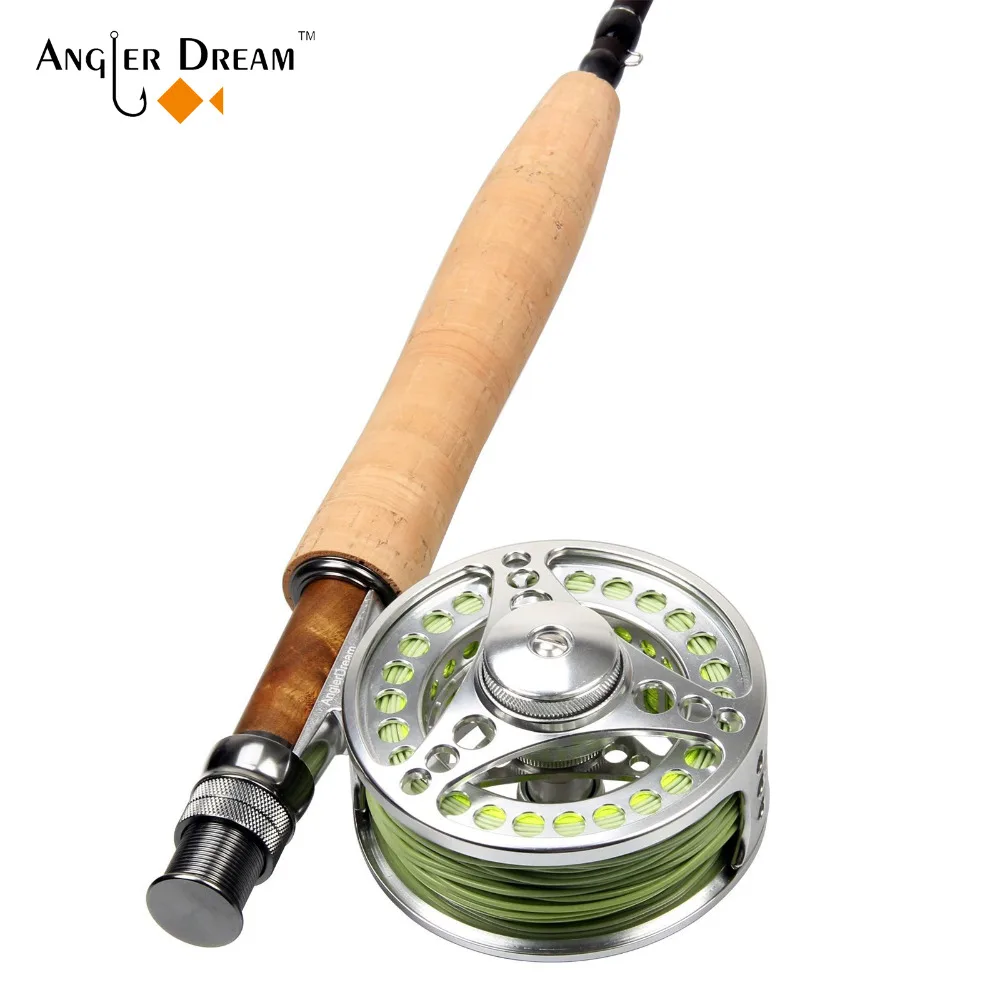 ذبابة 9ft ألياف الكربون يطير قضيب الصيد كومبو 5wt و 5/6wt cnc تشكيله الألومنيوم يطير بكرة مع الخط المساندة زعيم اللفاع