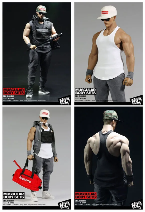 SUPERMC TOYS F-079A 1//6 MUSCULAR BODY FASHION SETS Black Vest Model