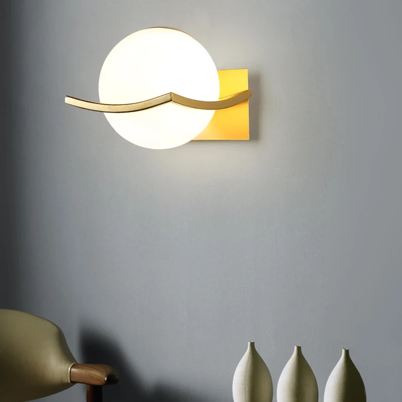 Скандинавское фойе, для гостиной, коридора, светодиодный, E27, современный стеклянный шар, настенный светильник, бра, светодиодный, для спальни, настенный светильник, приспособление для украшения дома