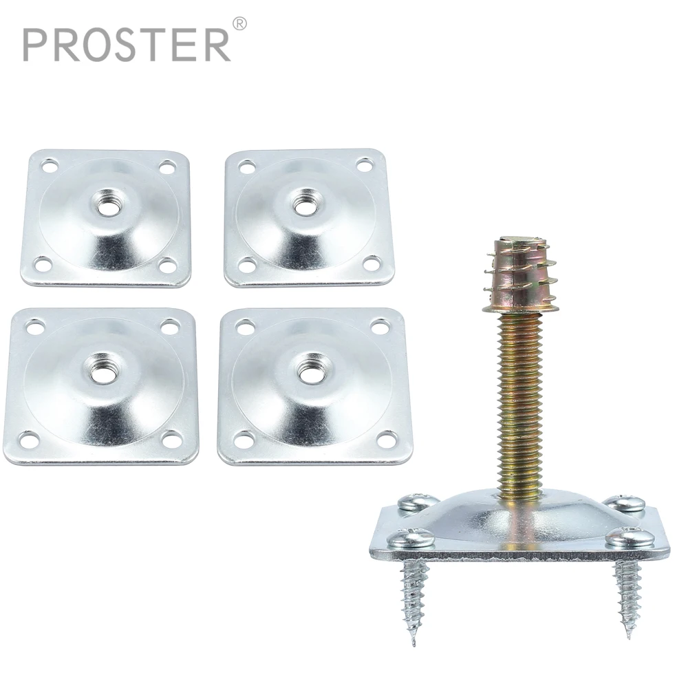

Proster 4 Pcs Leg fixing mounting plates Level With M8*50 Metal Dowel Screws Mounting Bracket Set For Household Hardware Tool