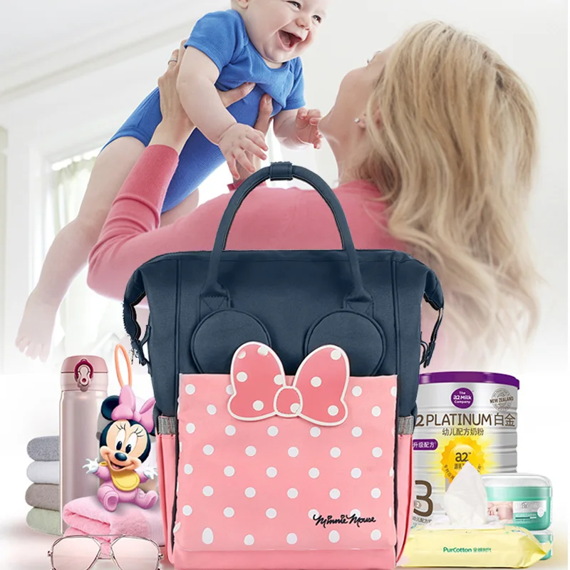 

Disney New Fashion Diaper Bag Backpack Large Capacity Baby Bag Nappy Bag for Baby Care USB heating