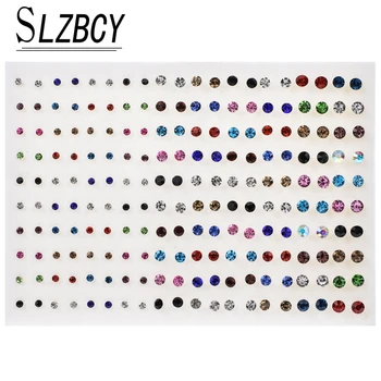 

36 & 100 pairs/set Colorful Rhinestone Crystal Stud Earrings Sets For Women Girls Round Small Earring Birthday Jewelry Wholesale