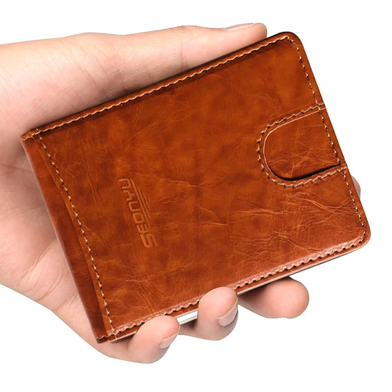 2018 Новая мода Повседневное Для мужчин бумажник кошелек короткая конструкция из искусственной кожи Цвет мягкие для монетных денег карты