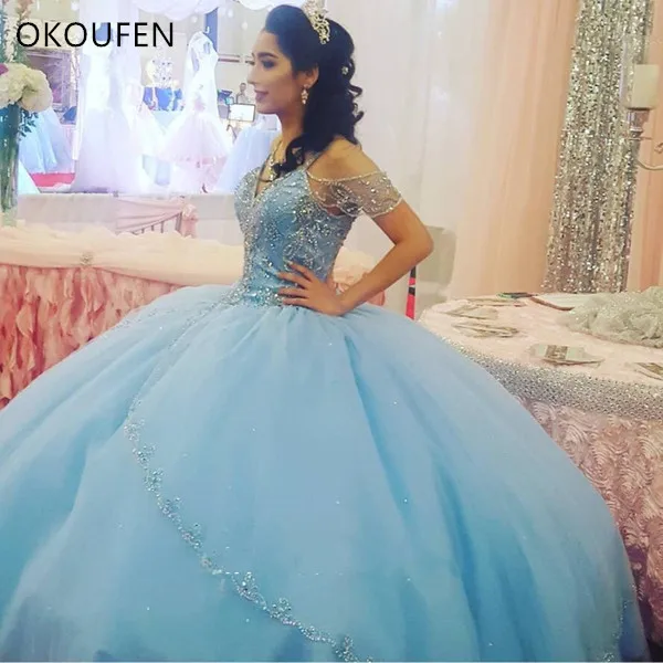

Quinceanera Dresses 2019 Masquerade Bling Blue Ball Gown vestido de 15 anos de debutante Sweet 16 Dresses Princess ballkleid