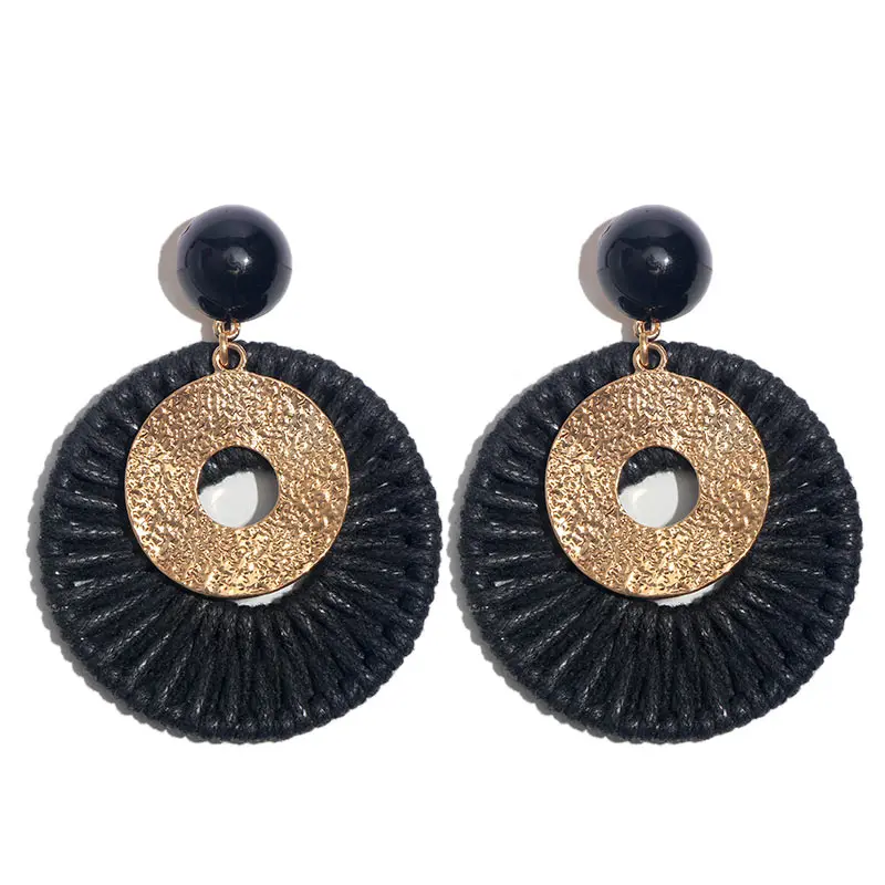 Модные женские серьги-капли с черными кристаллами, геометрические круглые серьги в виде цветов из смолы, ювелирные изделия, подарки
