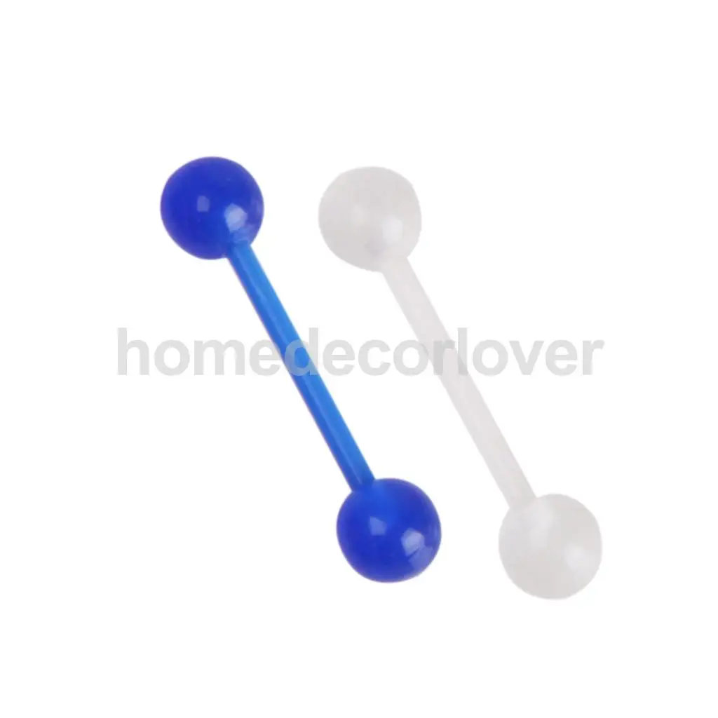 

7 x Double Ball Tongue Bar Ring Barbell Stud Body Piercing Glow In The Dark